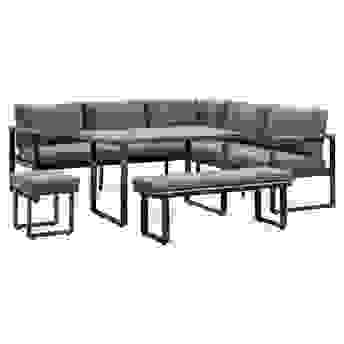 Lucia Metal Corner 5-Seater Sofa & Dining Set W/Cushions