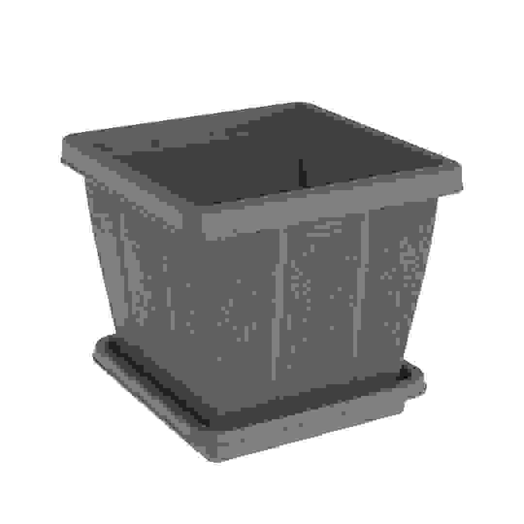 Cosmoplast Cedargrain Plastic Square Planter W/Tray (30 L)