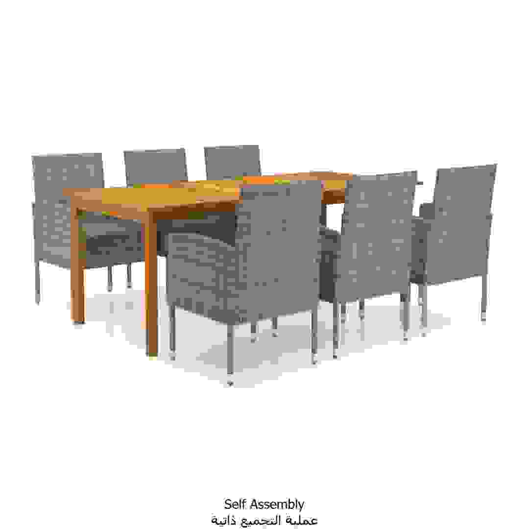 6-Seater Solid Acacia Wood Outdoor Dining Set vidaXL (Gray)