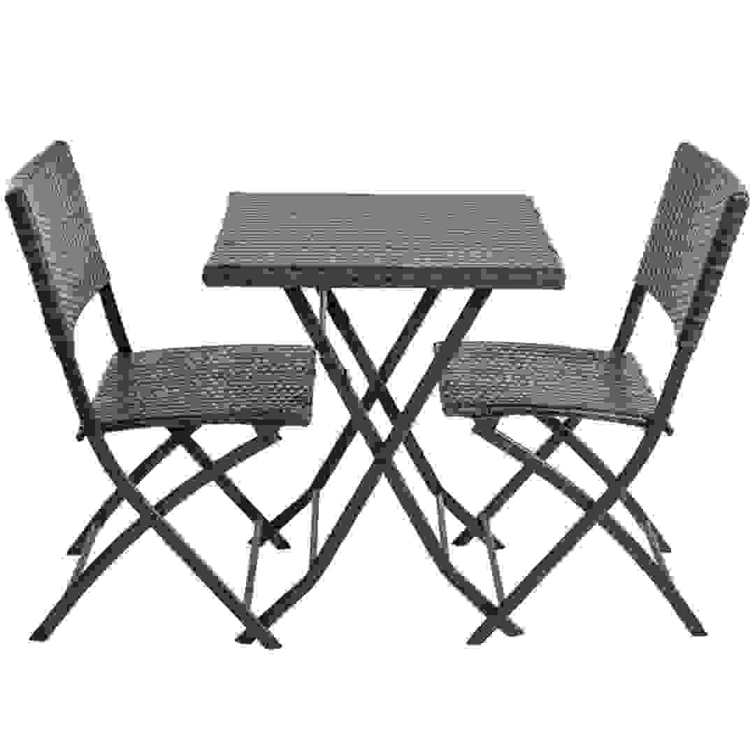 Florence 2-Seater Rattan Folding Bistro (Dark Brown)