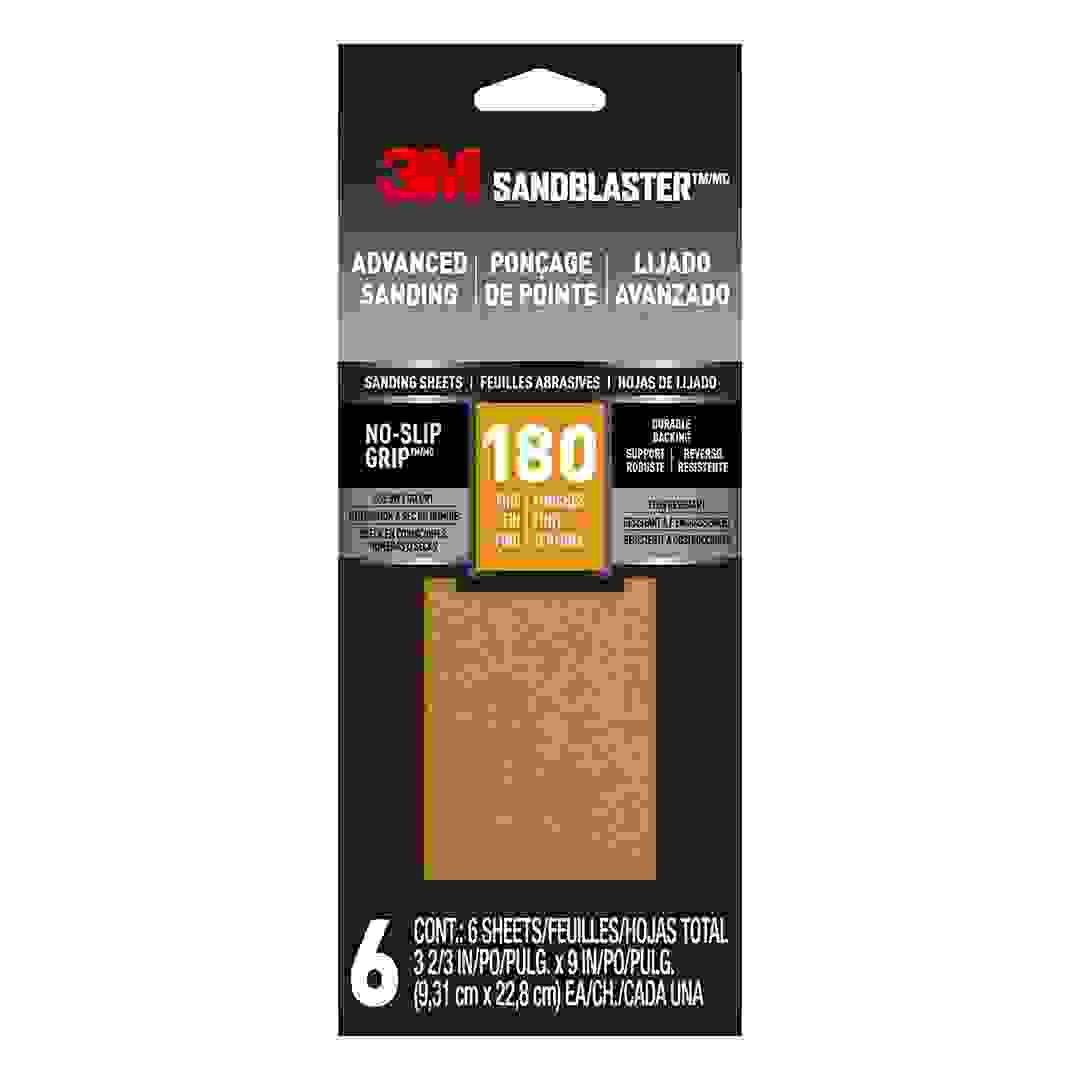 3M SandBlaster Sandpaper Pack (9.29 x 22.8 cm, 180 Grit, 6 Pc.)