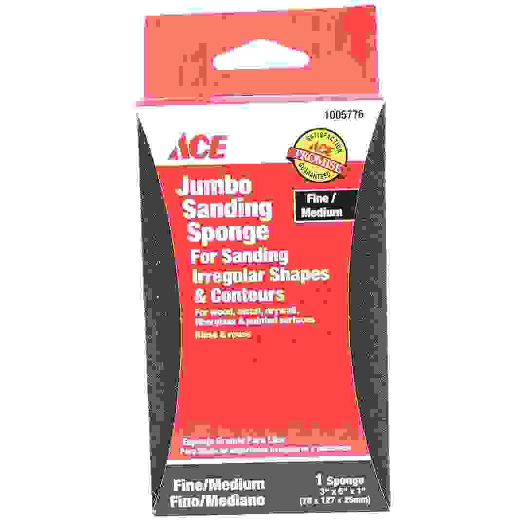 Ace FineMed Dual Surface Jumbo Sanding Sponge (12.7 x 7.6 cm, Black)