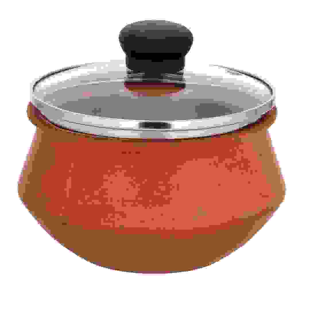 Olsenmark Traditional Cookware Clay Handi W/Glass Lid, OMCP6028 (1 L, 15 cm)