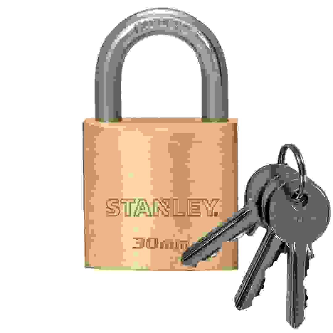Stanley Brass Standard Shackle Padlock W/3 Keys (30 mm)