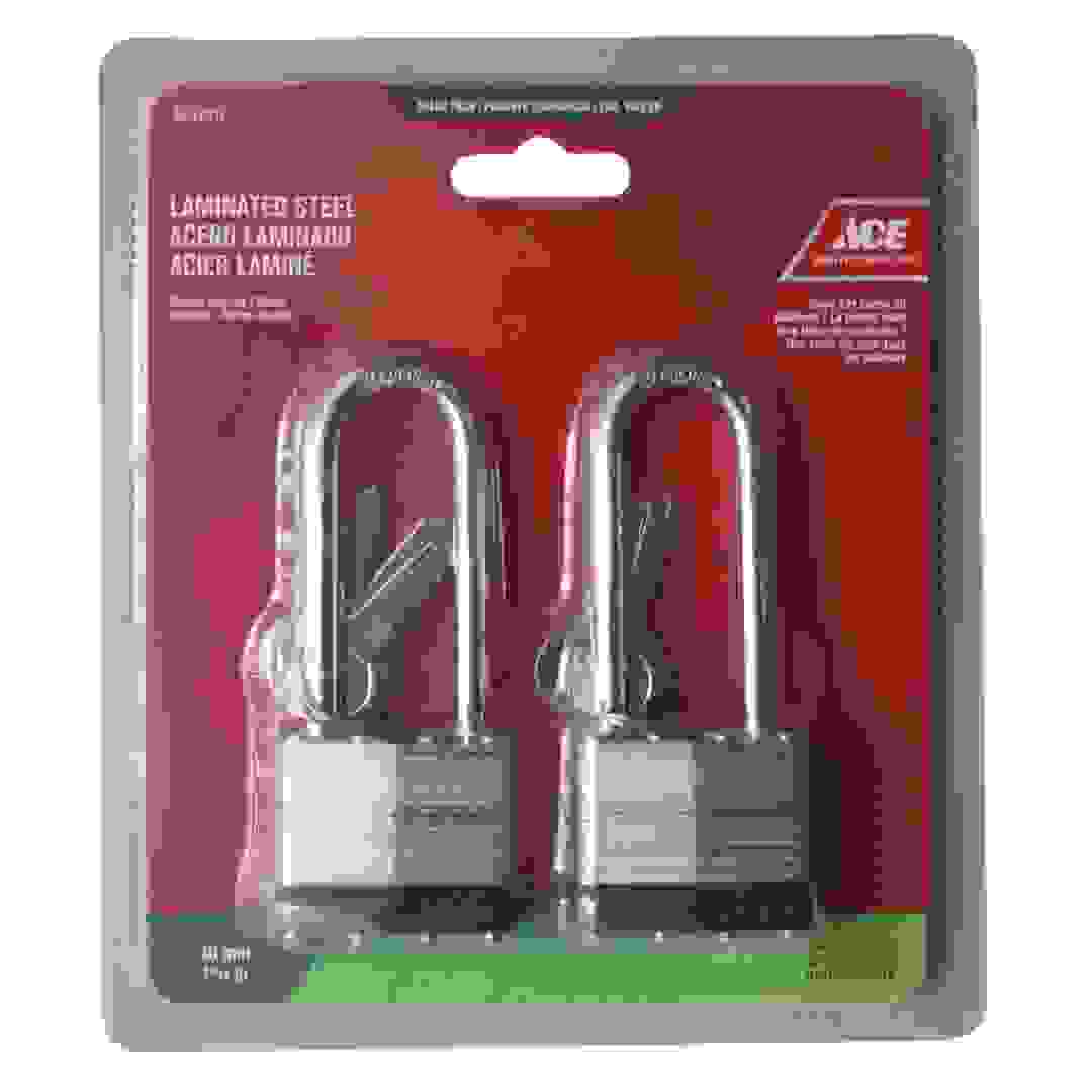 Ace Laminated Long Shackle Padlocks W/Keys (4 cm, 2 Pc.)