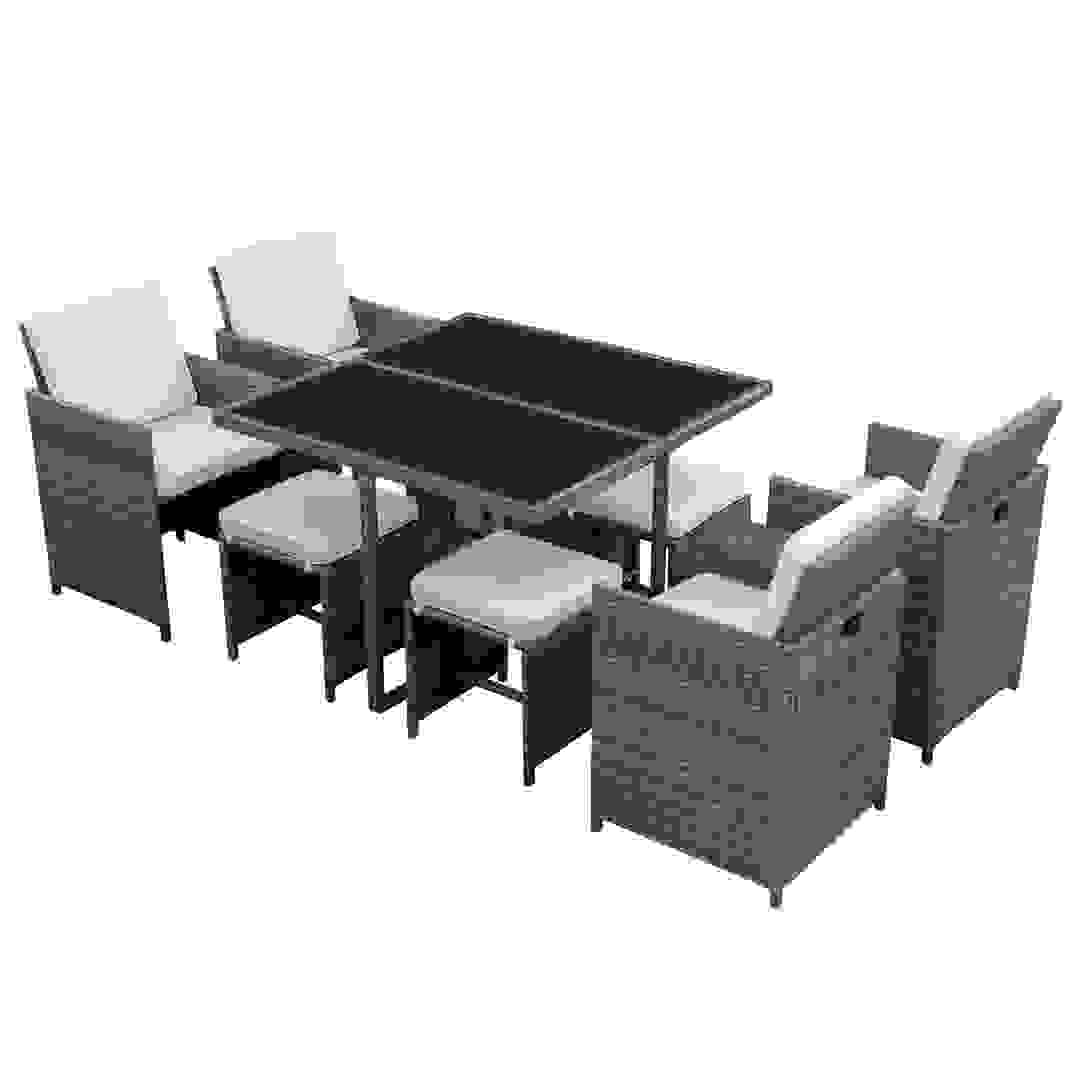 Bali 4-Seater Steel Wicker Cube Dining Set W/Cushions Generic (9 pcs)