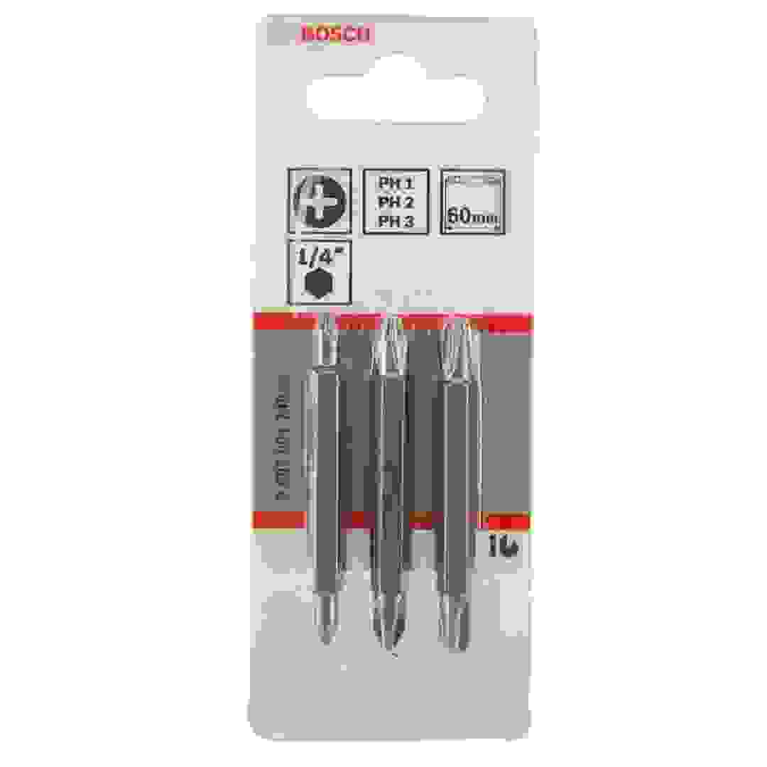 Bosch PH2 Double Ended Bit (60 mm, Pack of 3)