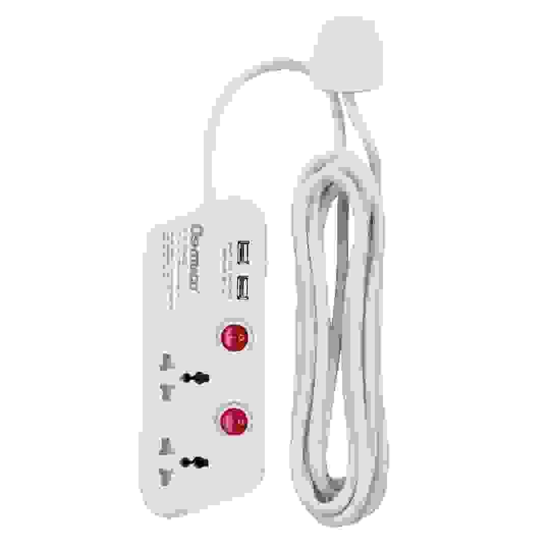 Oshtraco 2-Way Extension Cord W/ USB Port (4 m)