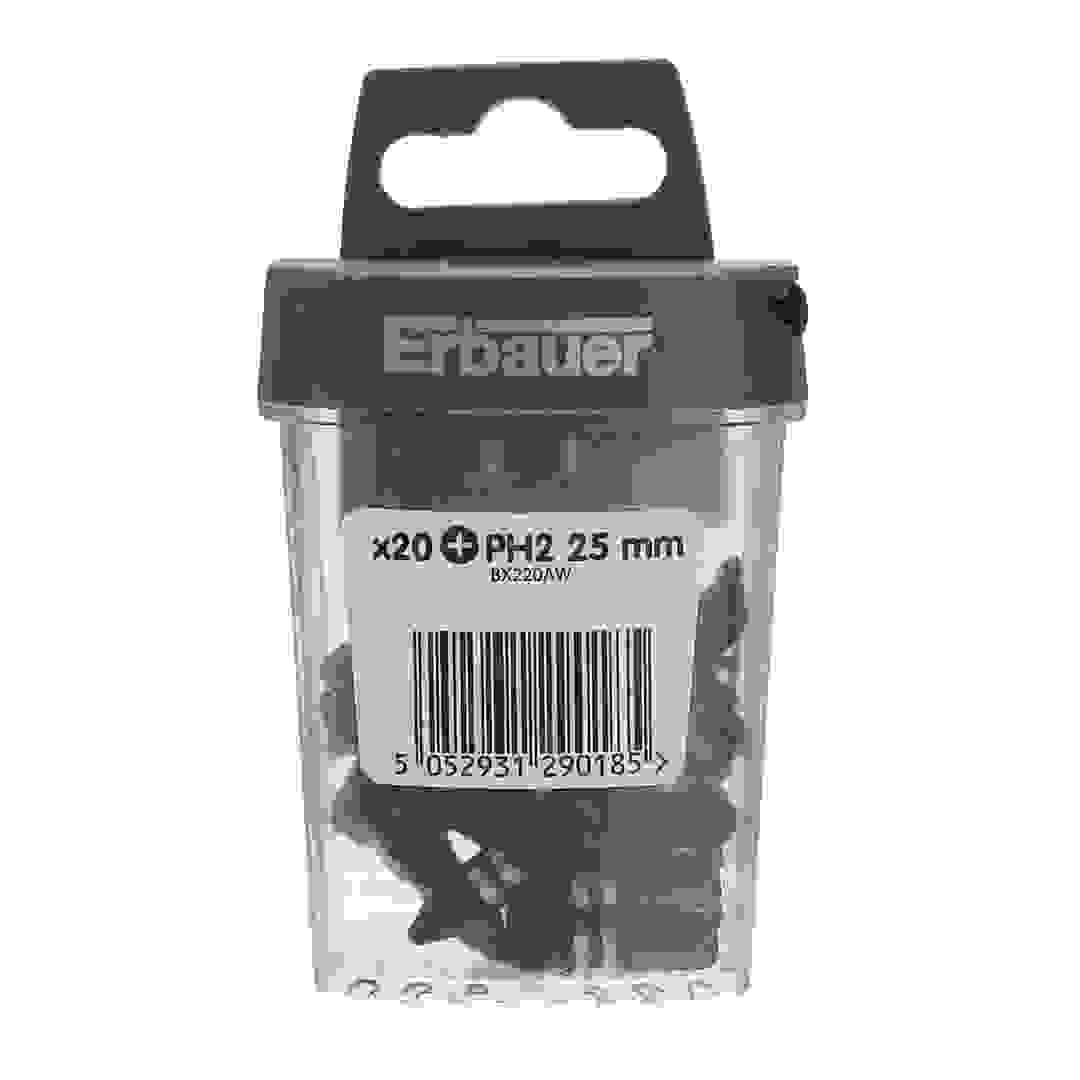 Erbauer PH2 Impact Screwdriver Bits Pack (25 mm, 20 Pc.)