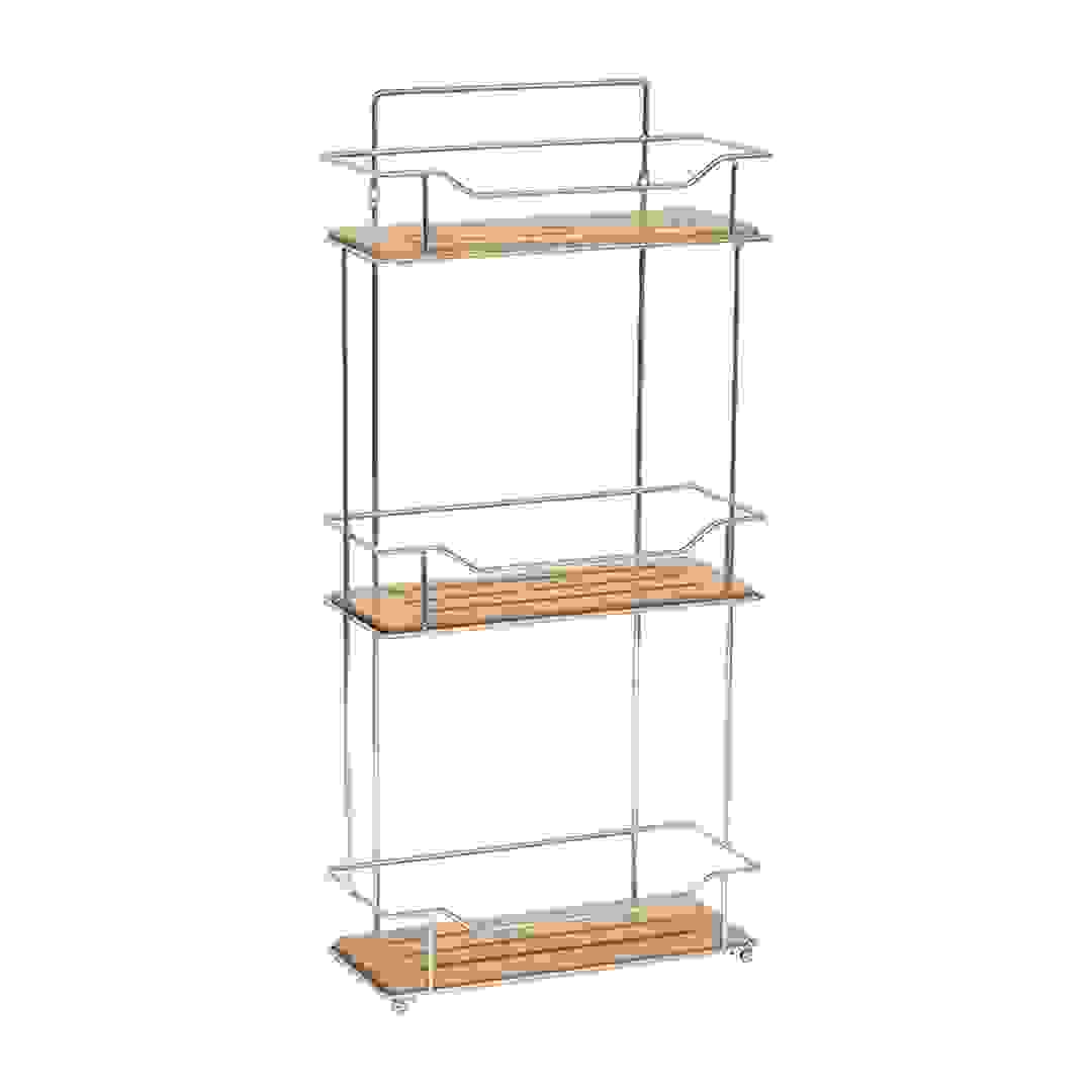 Tendance Gebor Chromed Metal Bamboo Rectangular Shower Rack W/3 Tiers (24 x 11 x 57 cm)