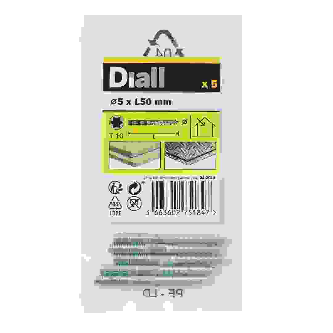 Diall Yellow-Passivated Carbon Steel Dowel Screw Pack (5 x 50 mm, 5 Pc.)