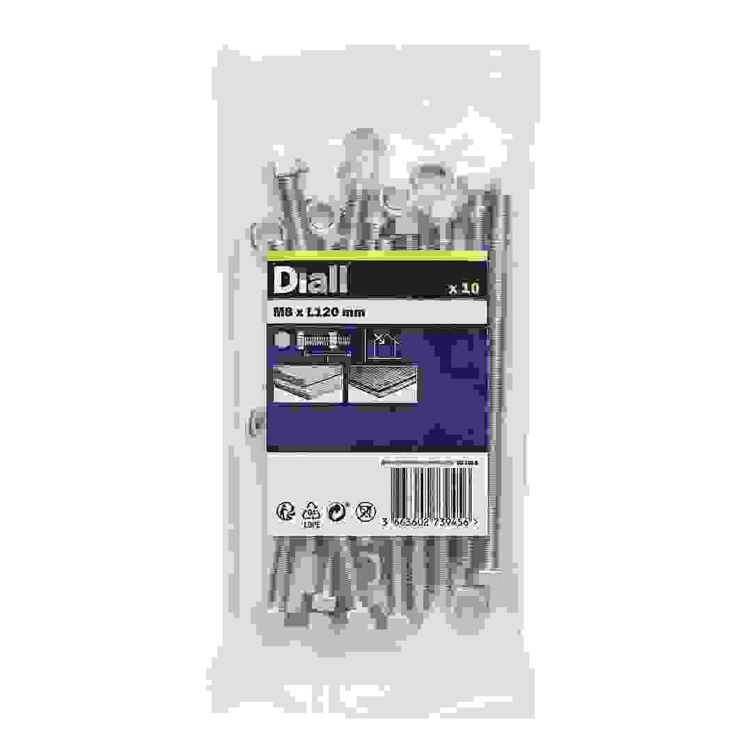 Diall Zinc-Plated Carbon Steel Hex Nut & Bolt Pack (M8 x 120 mm, 10 Pc.)