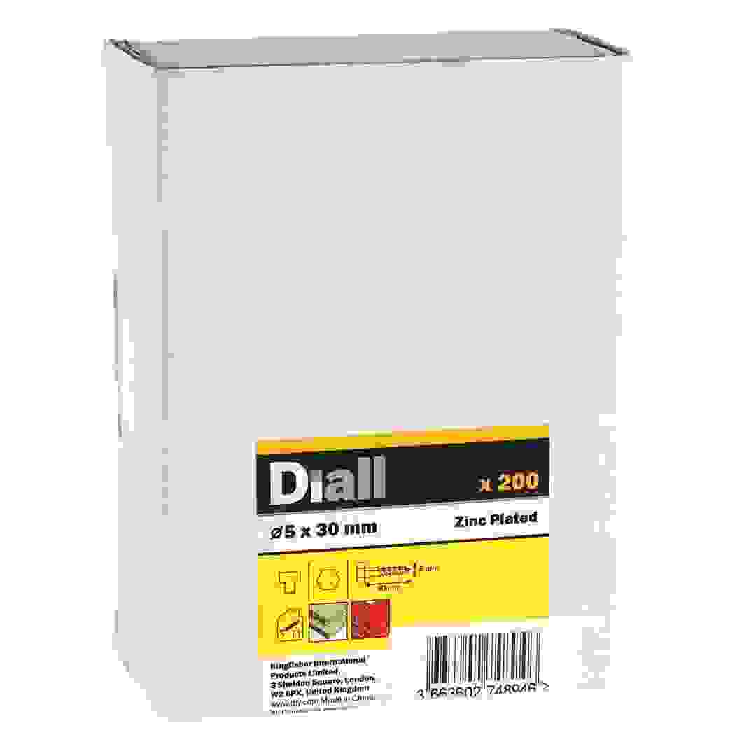 Diall Zinc-Plated Carbon Steel Hex Coach Screw Pack (5 x 30 mm, 200 Pc.)