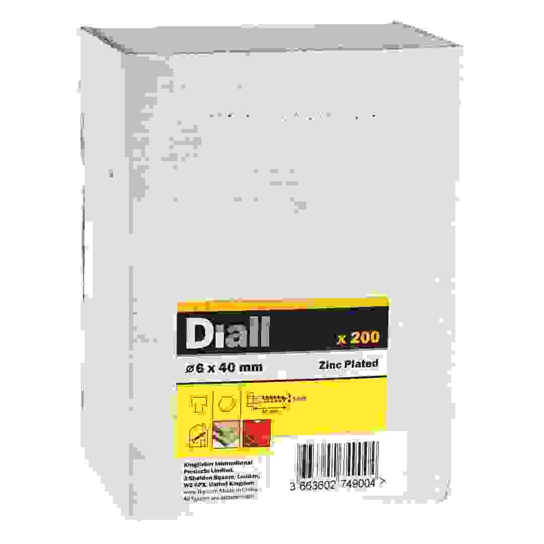 Diall Zinc-Plated Carbon Steel Hex Coach Screw Pack (6 x 40 mm, 200 Pc.)