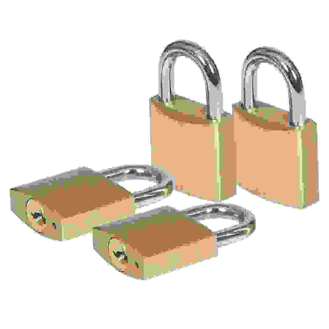 Smith & Locke Brass Cylinder Padlock Pack (40 x 31 x 14 mm, 4 Pc.)