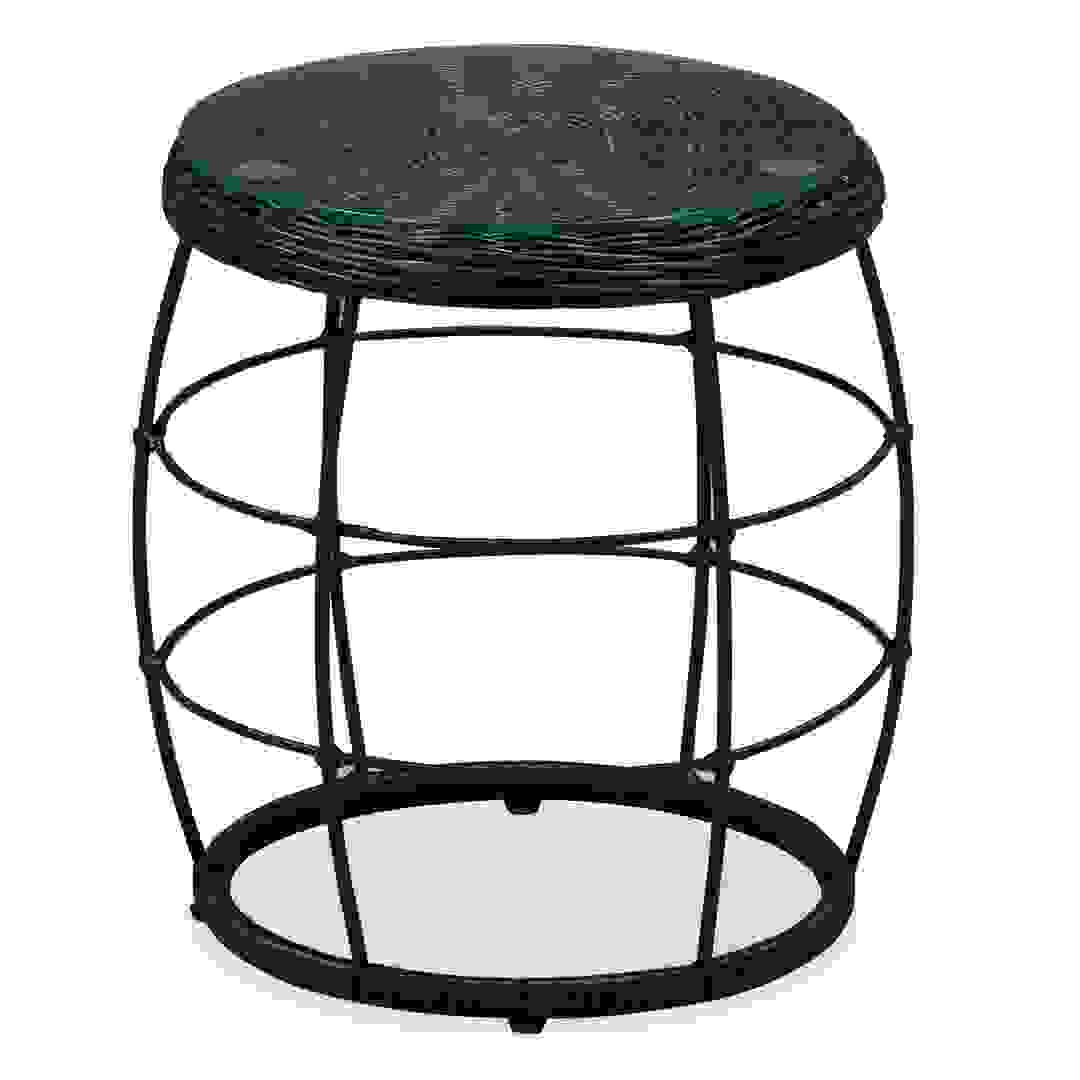 Cocoon Steel Wicker Side Table W/Tempered Glass (53 x 53 x 46 cm)