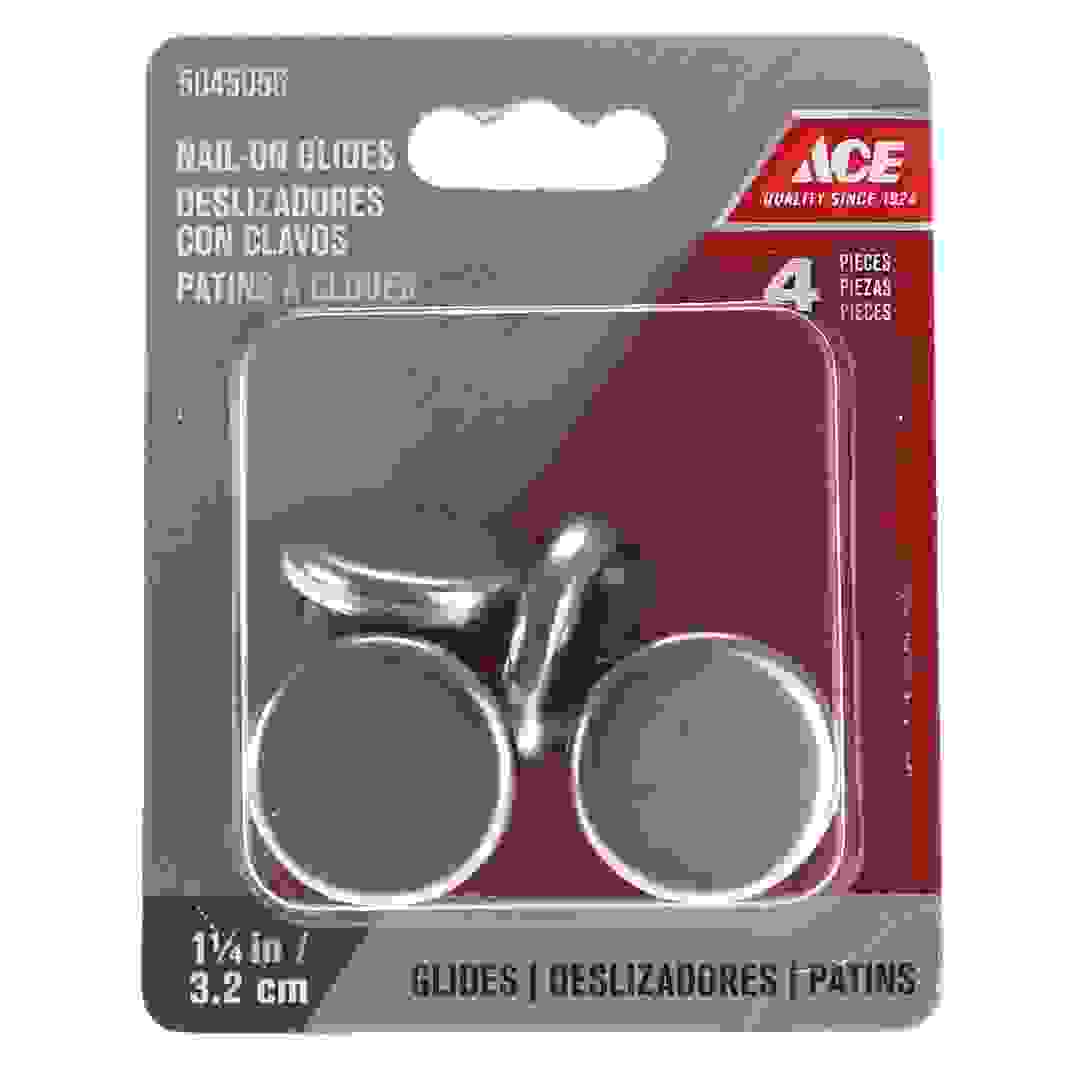 Ace Nickle Base Non-Slip Nail On Glides (3.17 cm)