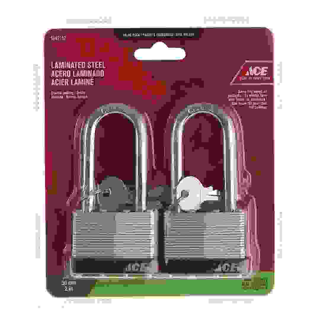 ACE Long Shackle Laminated Steel Padlock Pack (50 mm, 2 Pc.)