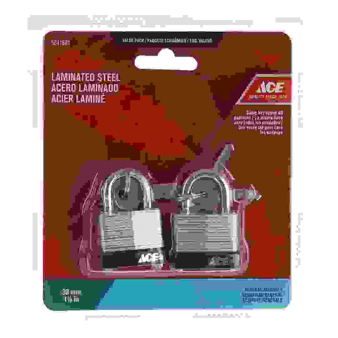 ACE Laminated Steel Padlock Pack (30 mm, 2 Pc.)