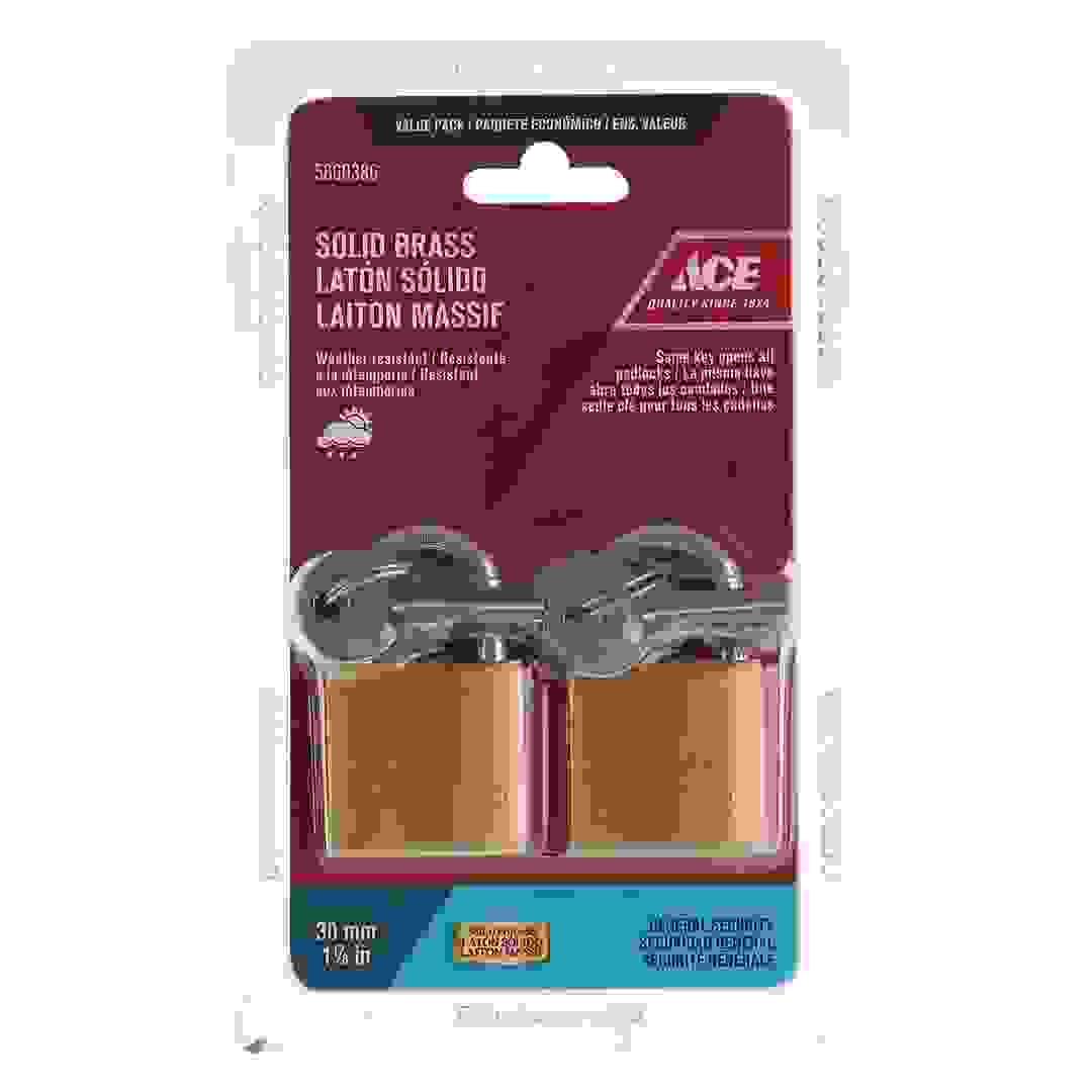 ACE Solid Brass Padlock Pack (30 mm, 2 Pc.)