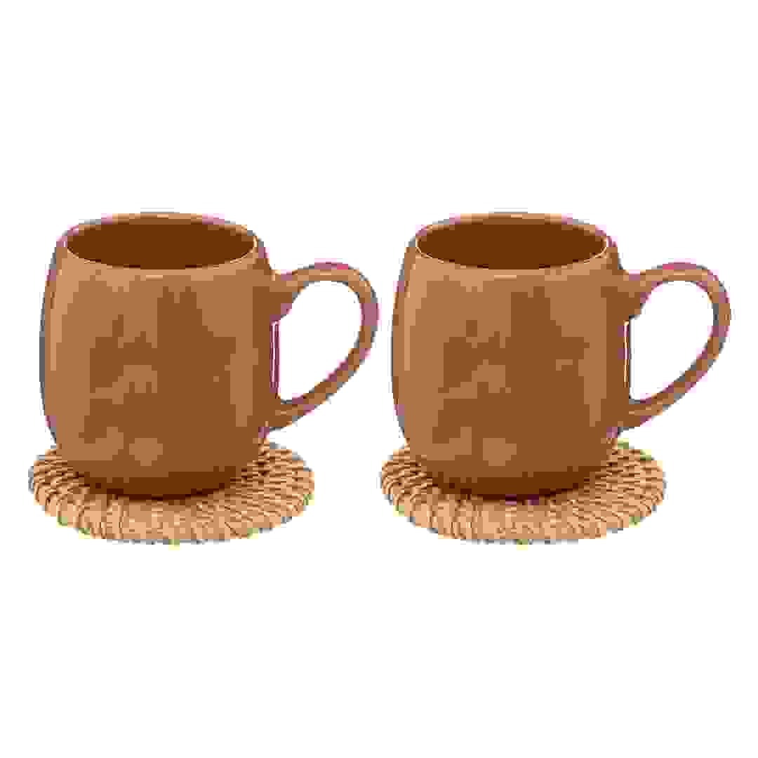 SG Alicante Earthenware Mug Set W/Coasters (300 ml, 2 Pc.)