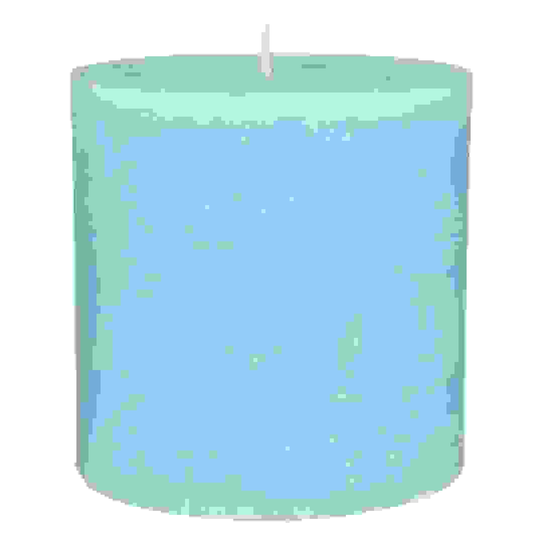 Comptoir de la Bougie Rustic Wax Pillar Candle (10 x 10 cm, Turquoise)