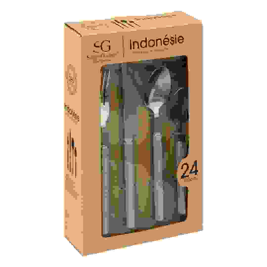 5Five Indonesie Stainless Steel Cutlery Set (24 Pc., Green)