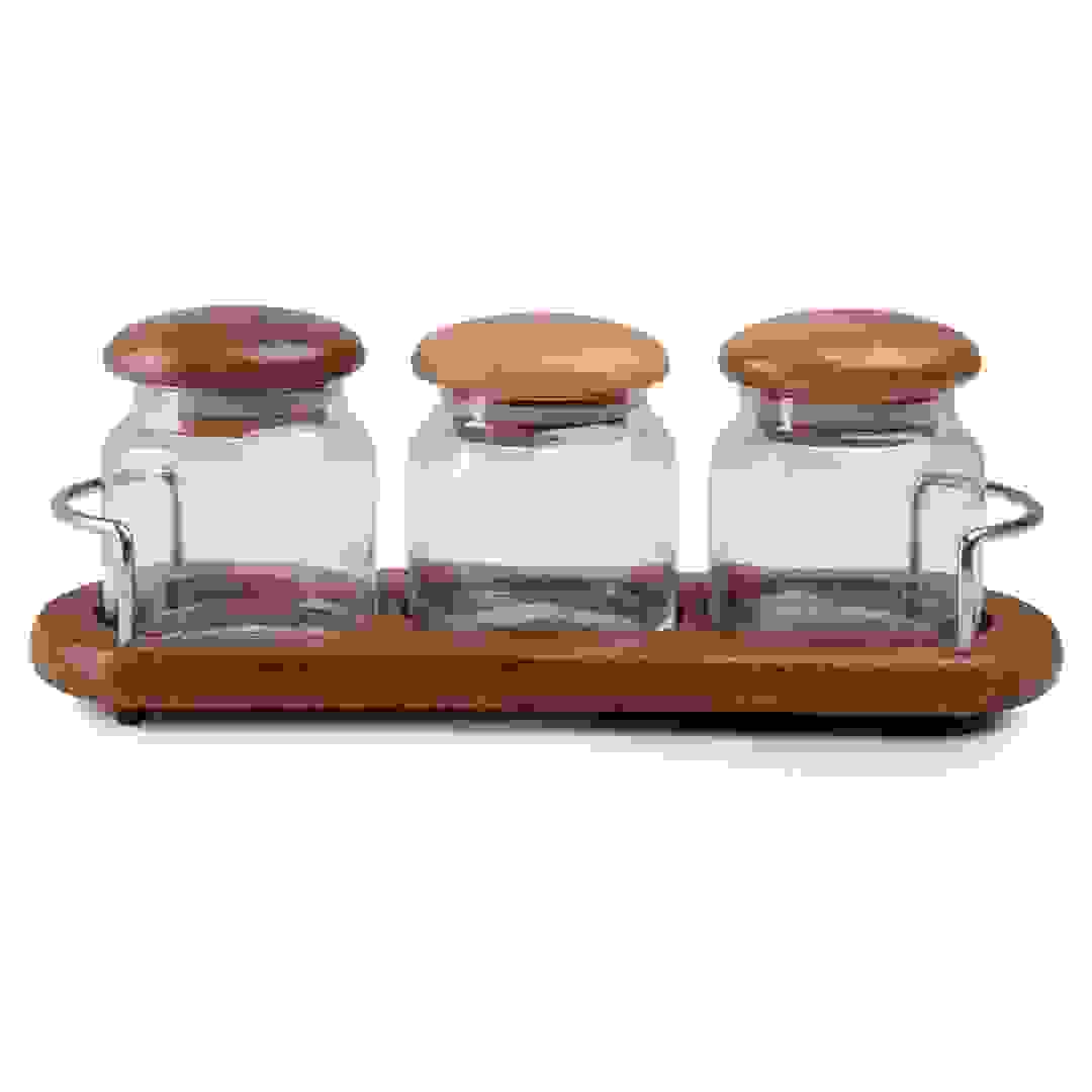 Billi Glass & Wood Canister Set (4 Pc.)