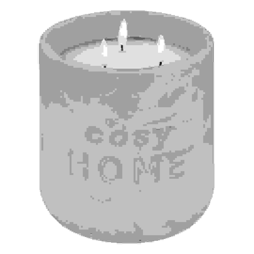 Atmosphera Cosy Home 3-Wick Wax Candle W/Holder (15.5 x 18 cm, Light Gray)