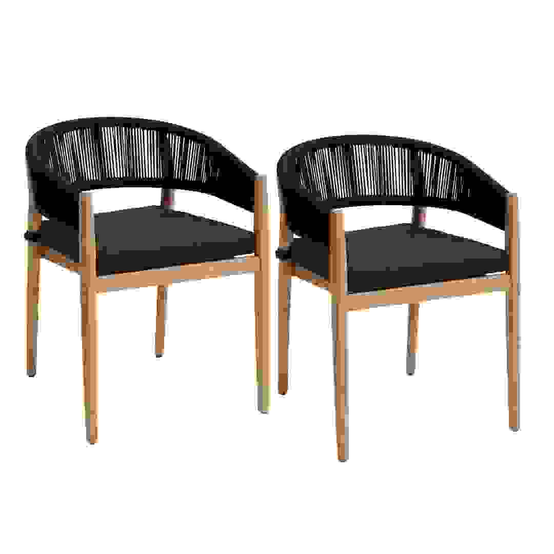 Hesperide Tevio Acacia & Polyester Dining Chair (2 Pc., 58 x 62 x 77 cm, Charcoal)