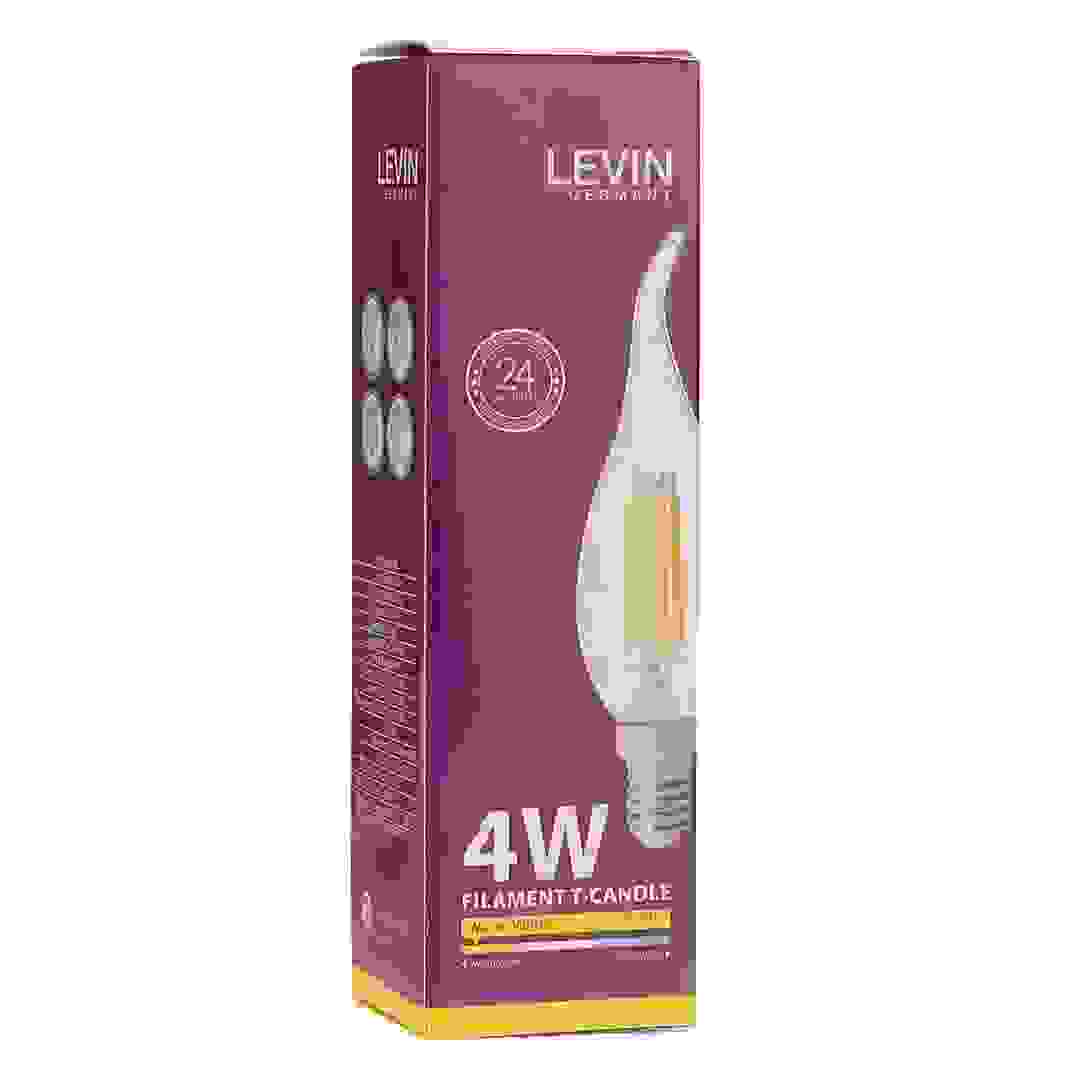 Levin E14 LED C37 Filament Candle Bulb W/Tail (4 W, Warm White)