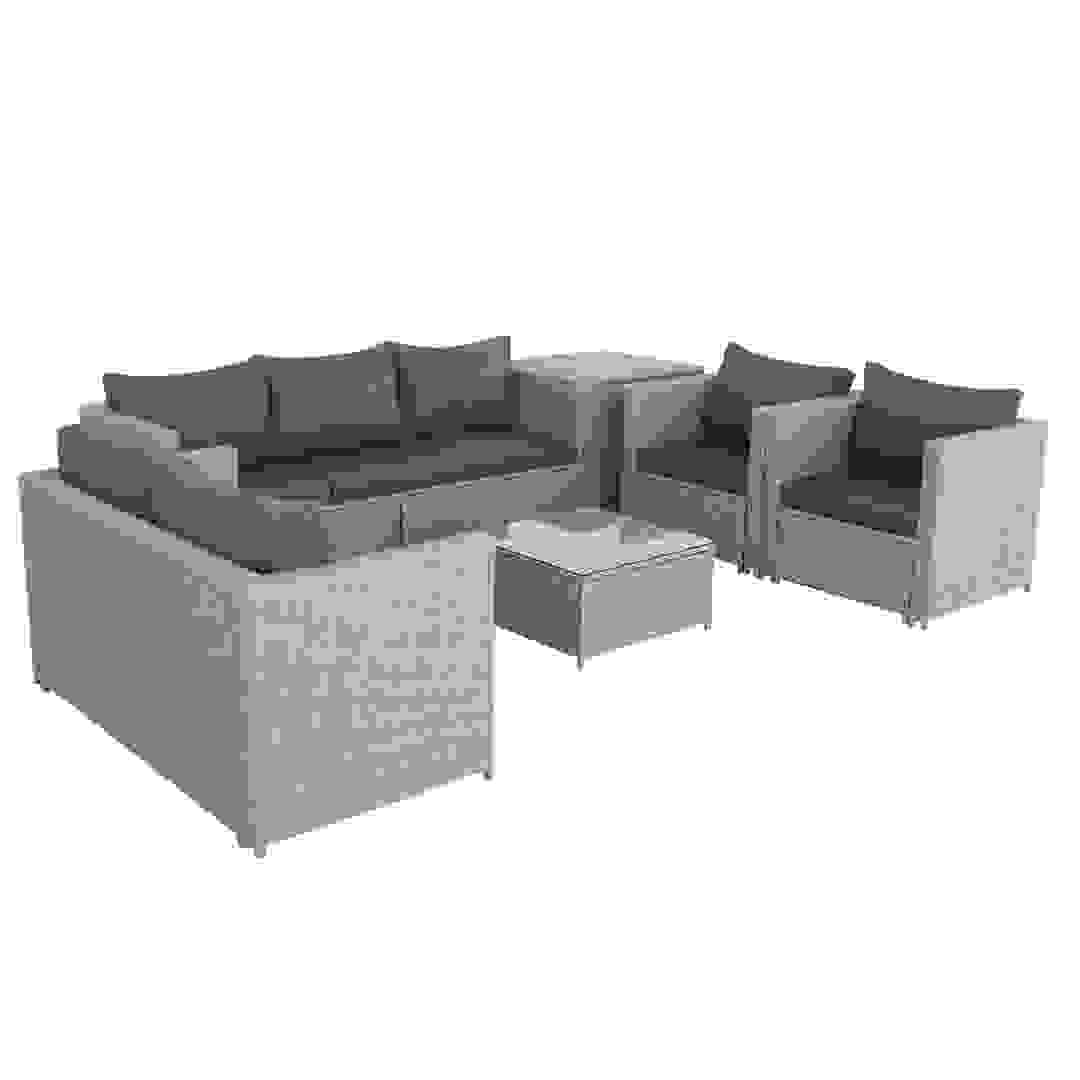 Larnaca 7-Seater PE Rattan & Steel Sofa Set W/Storage Unit