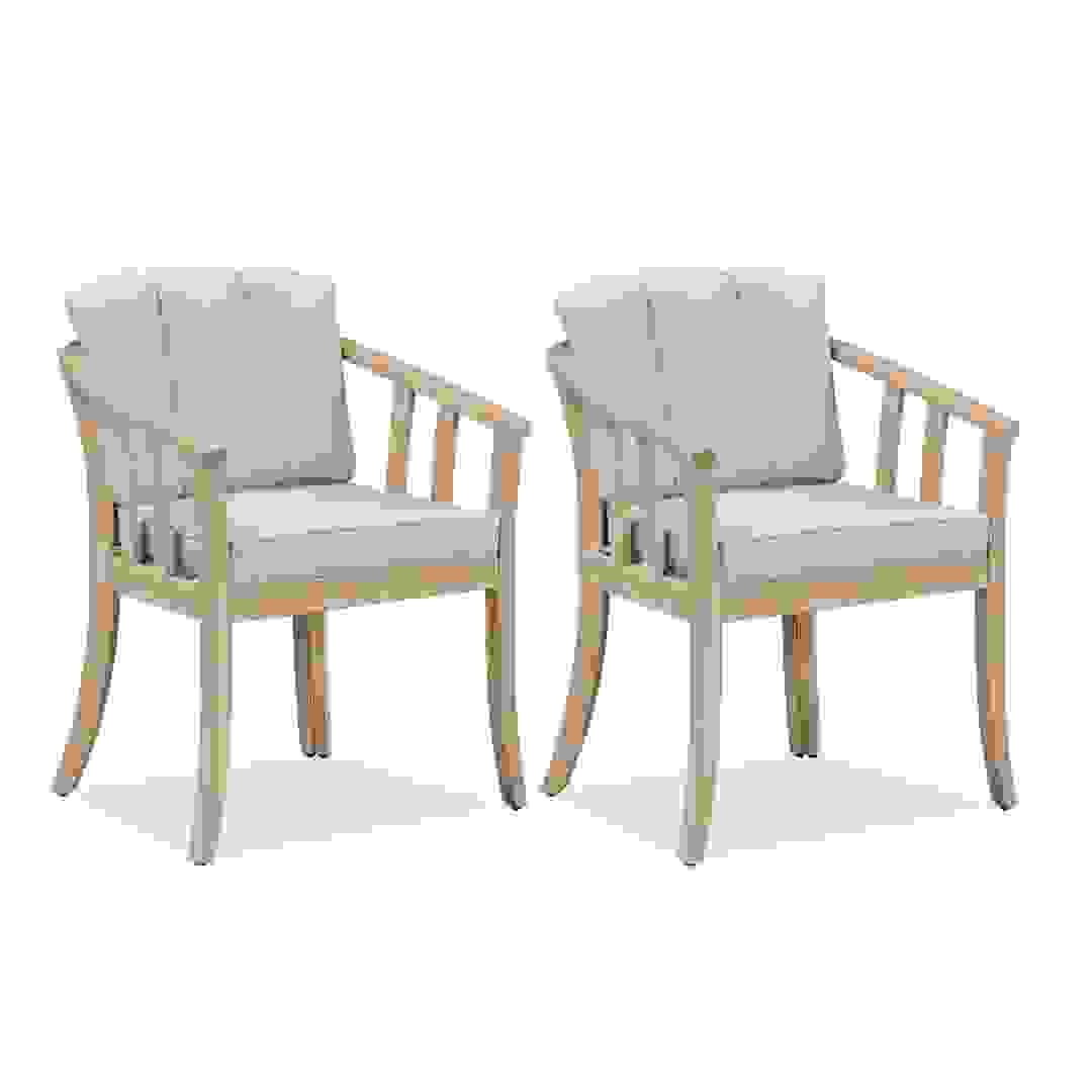 Ashmore Classic Acacia Wood & Wicker Dining Chair (55.5 x 58 x 73 cm, 2 Pc.)