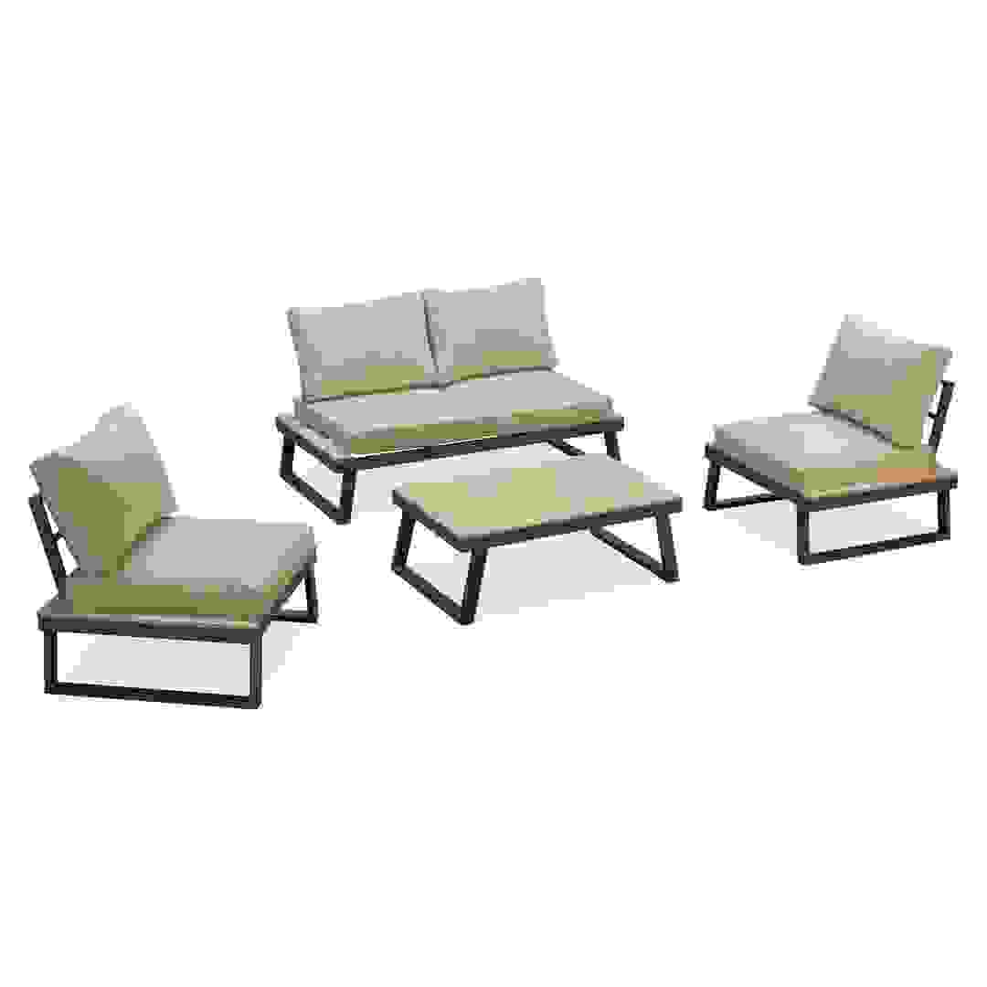 Lattery 4-Seater Acacia & Steel Sofa Set