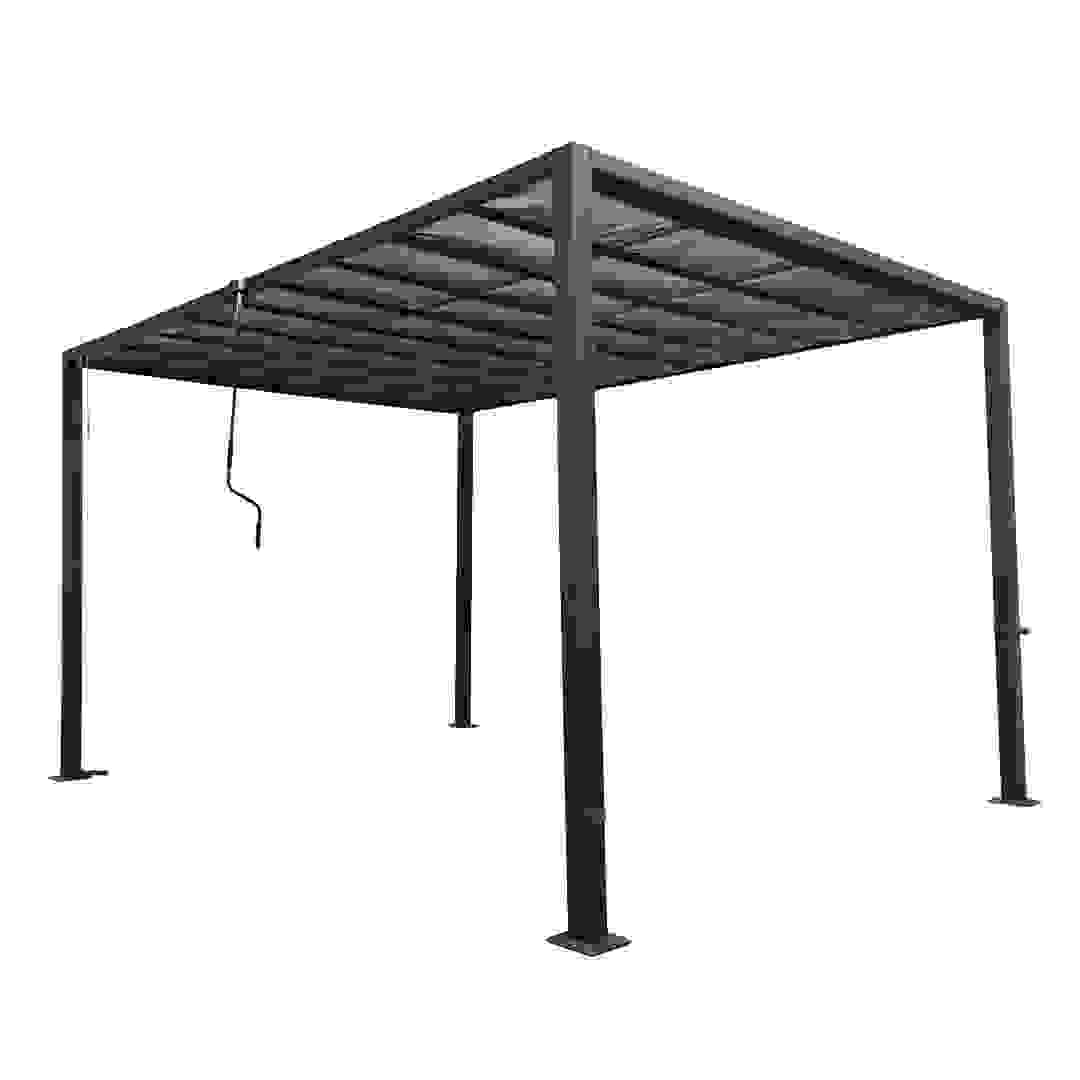 Metal Gazebo W/Louvered Roof (3.7 x 2.95 x 2.25 m)