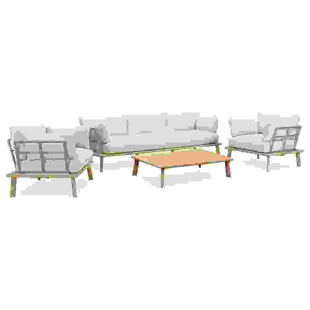 Amsterdam Acacia Wood 5-Seater Sofa Set W/Cushions (225 x 80 x 65 cm)