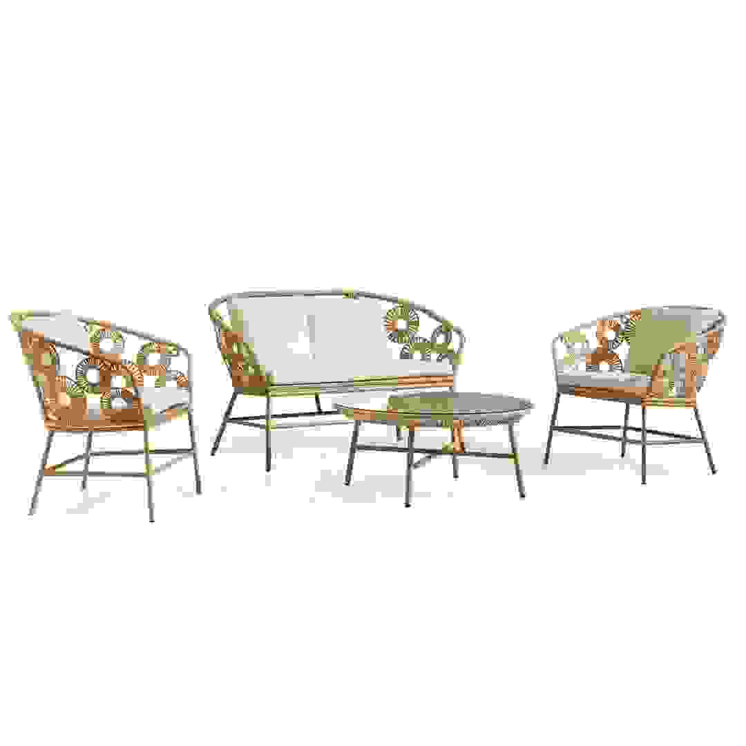 Hawaii 4-Seater Rattan & Steel Sofa Set