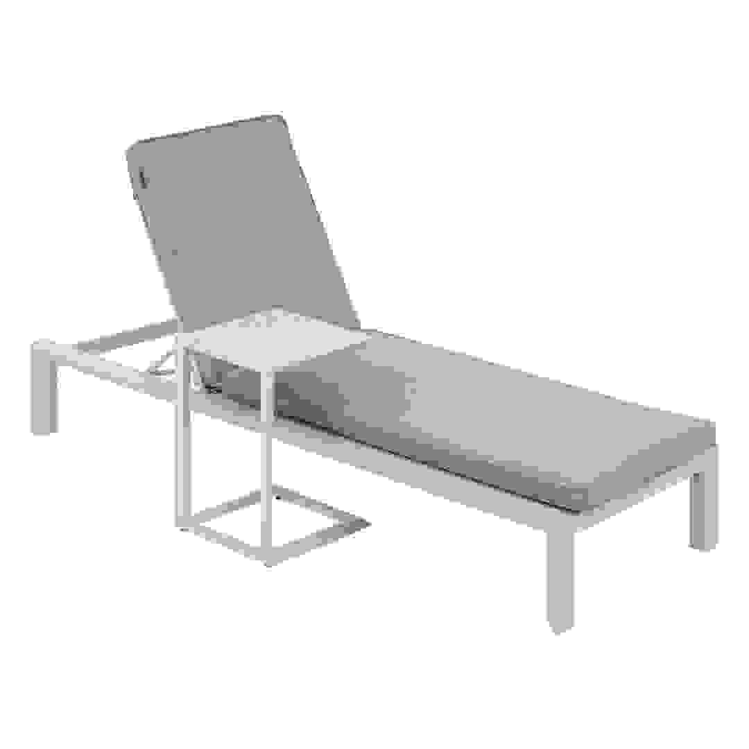 Hesperide Evasion Aluminum Sun Lounger (200 x 89 x 76 cm, Linen Beige) + Aluminum Side Table (38 x 38 x 56.5 cm, Clay)