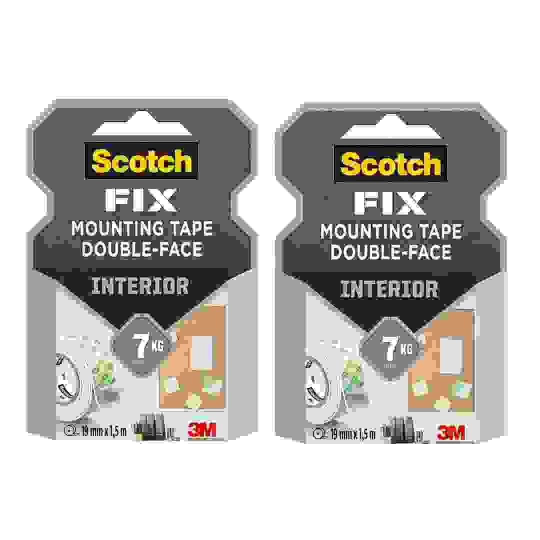 Scotch Fix Double-Face Interior Mounting Tape (19 mm x 1.5 m, Pack Of 2)