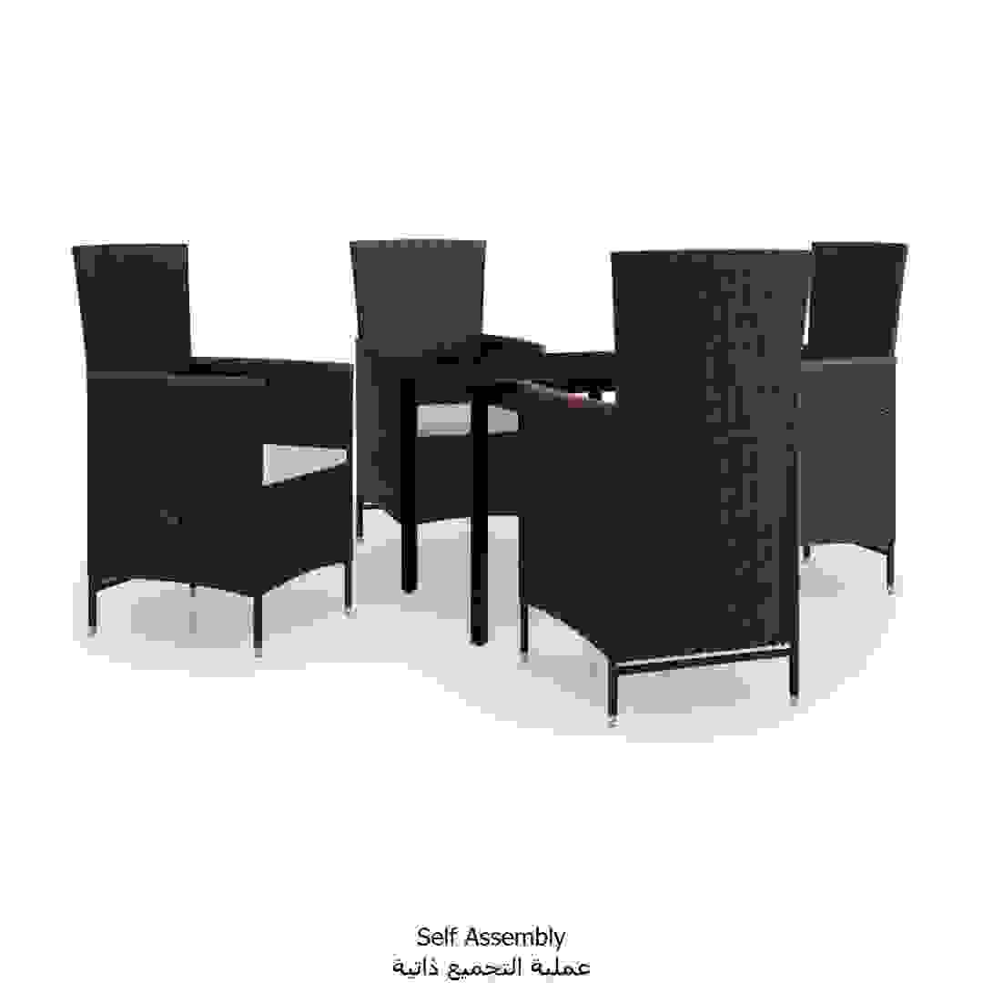 4-Seater Poly Rattan Garden Dining Set W/Cushions vidaXL (Black)