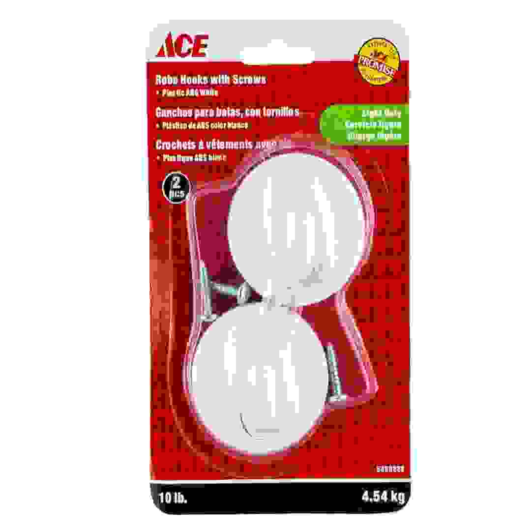 ACE Robe Hooks with Screws (White)