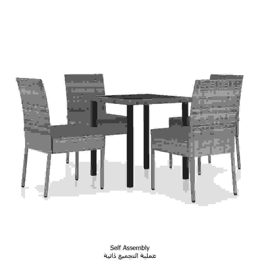 4-Seater Poly Rattan Garden Dining Set vidaXL (70 x 70 x 73 cm, Gray)