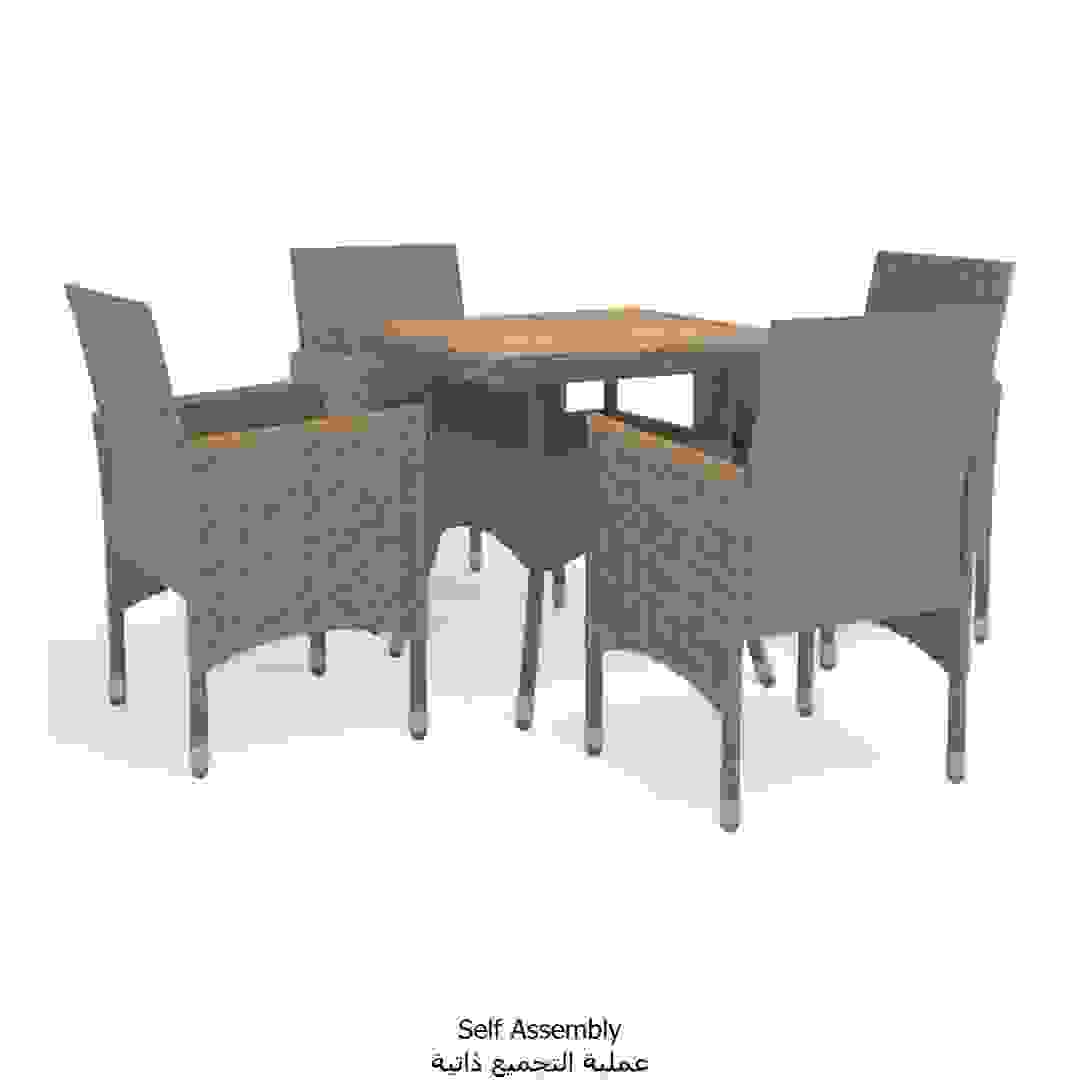 4-Seater Poly Rattan Garden Dining Set vidaXL (80 x 80 x 75 cm, Gray)