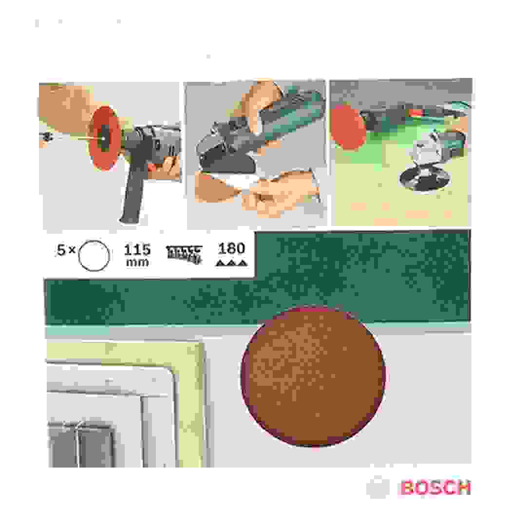 Bosch G180 Angle Grinder Drill Sanding Sheet (125 mm, Pack of 5, Red)