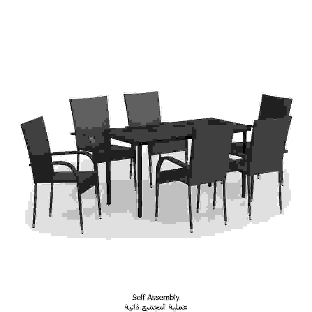 6-Seater Poly Rattan Outdoor Dining Set vidaXL (Black)