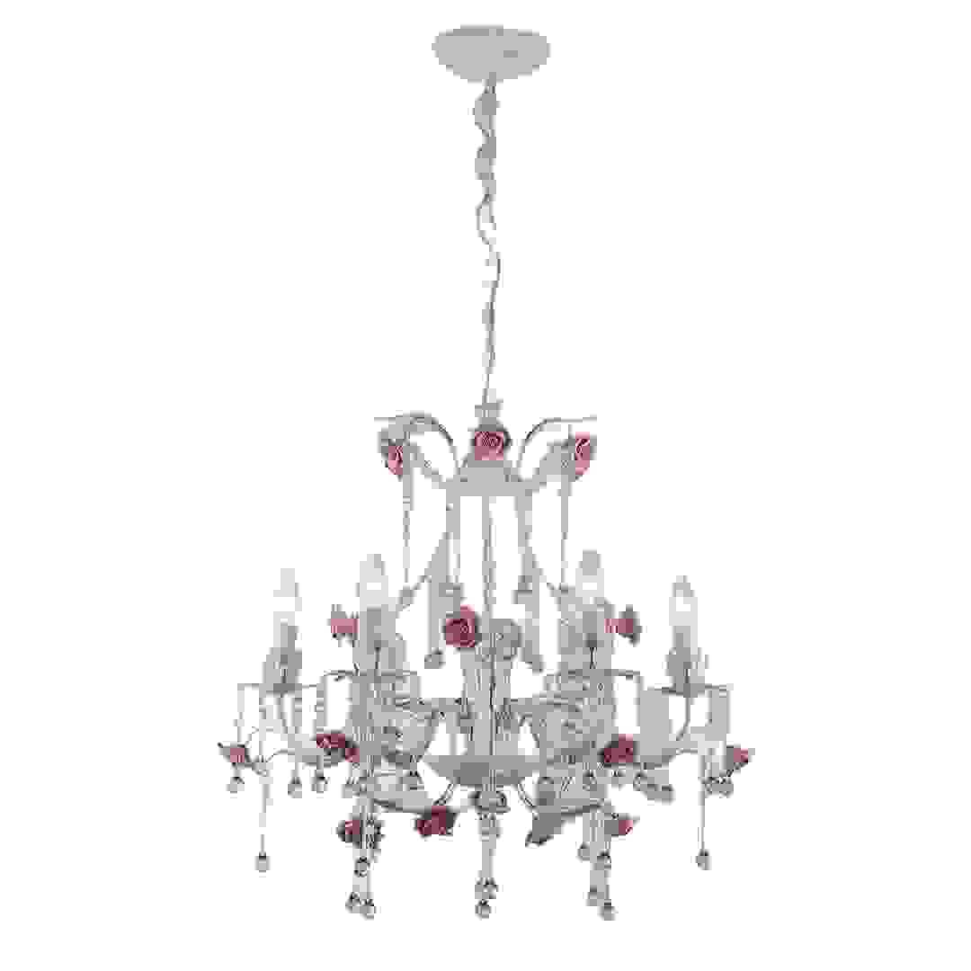 Danube Home Fabia Metal & Ceramic Flower Hanging Chandelier (70 x 55 x 70 cm)