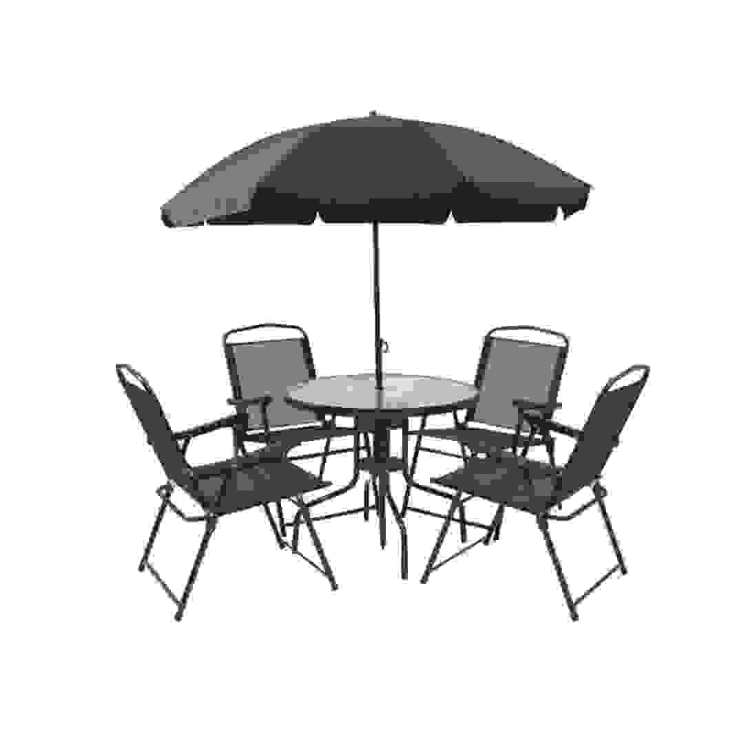 Eliza 4-Seater Steel Patio Set W/Umbrella Danube Home