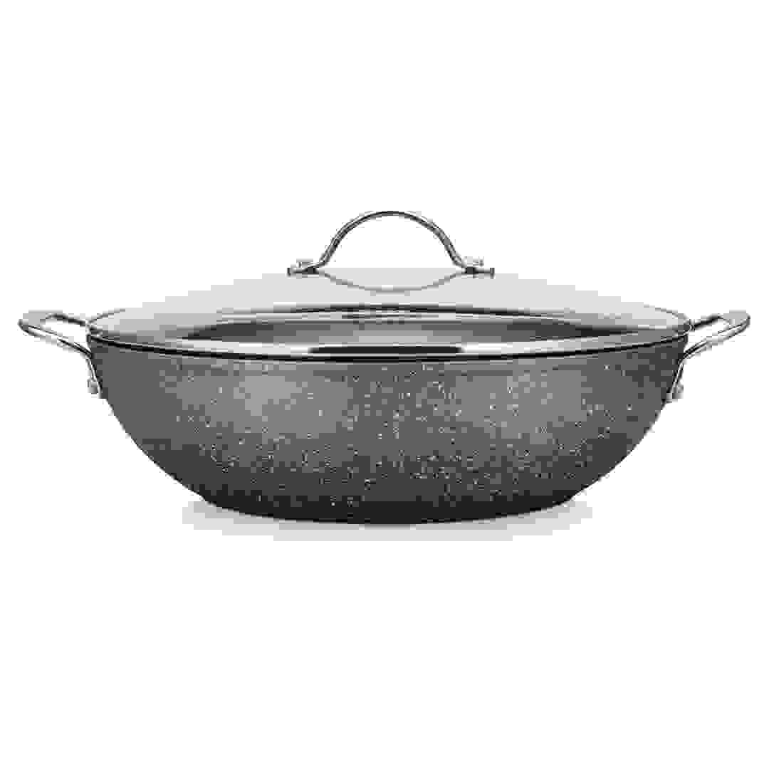 Fissman Moon Stone Induction Aluminium Wok W/Glass Lid (32 cm)