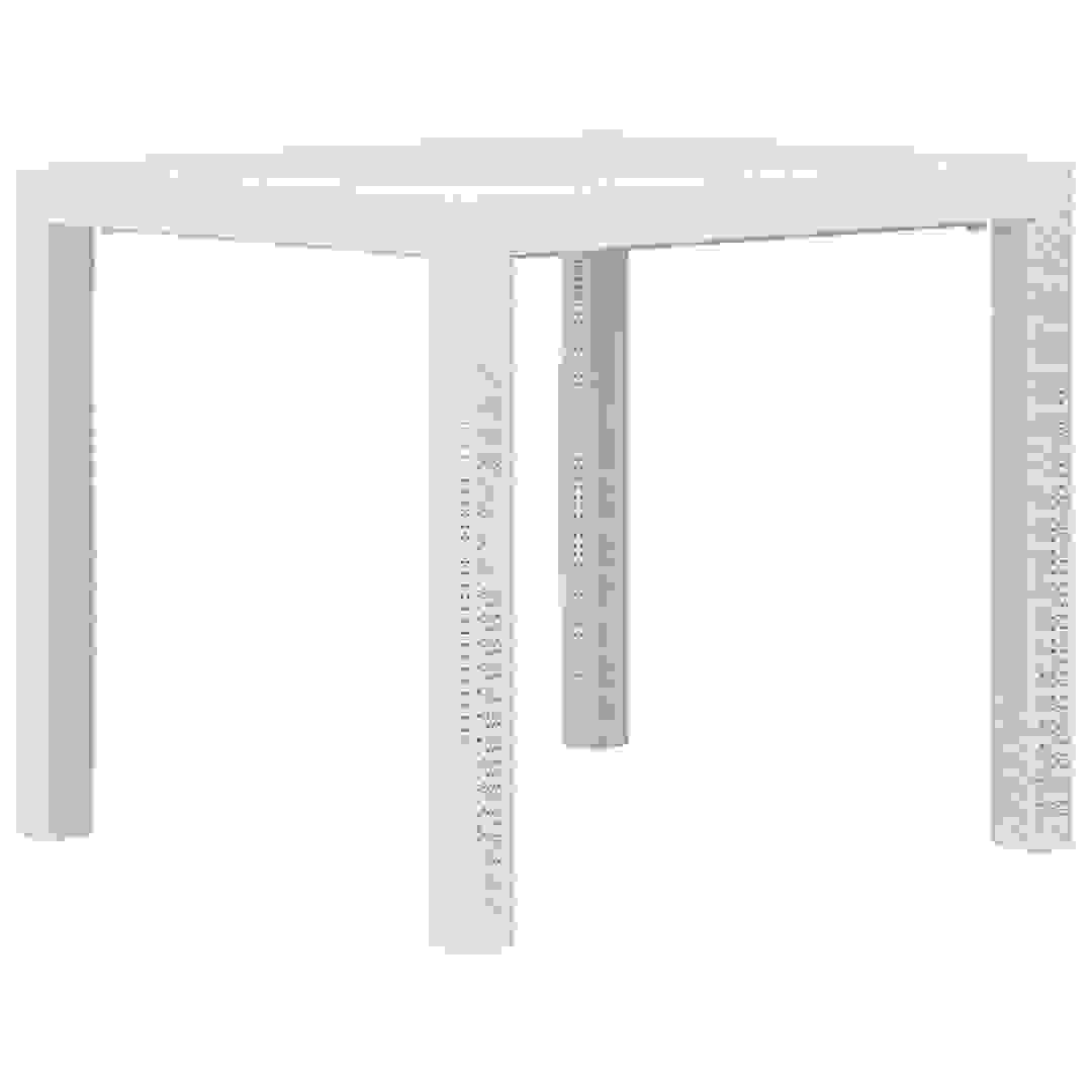 vidaXL Rattan-Look Plastic Garden Table (79 x 79 x 72 cm, White)