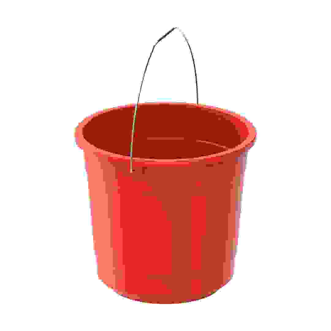 Cosmoplast EX Round Plastic Bucket W/Steel Handle (3 L, Red)